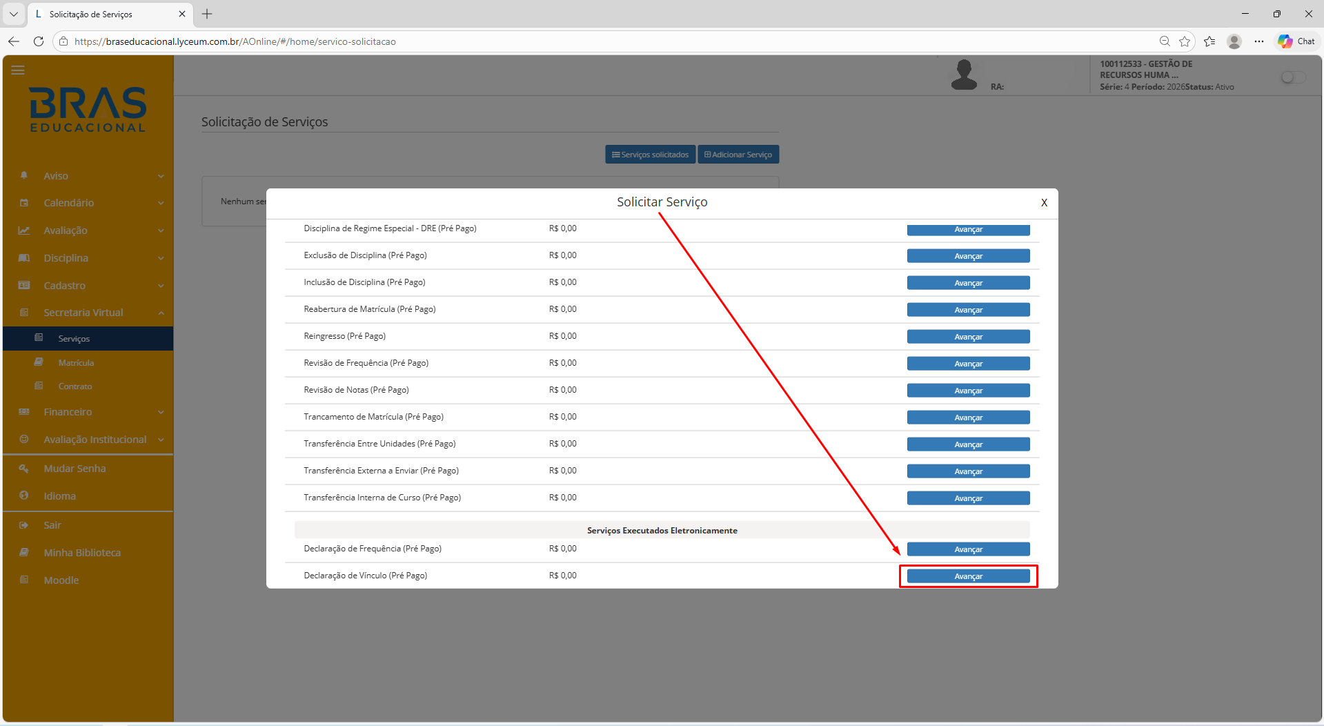 Declaração de Vinculo
