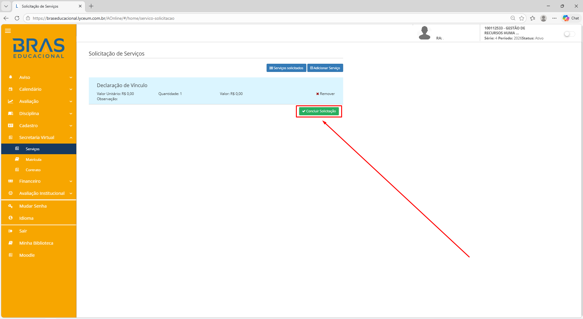 Concluir Solicitação